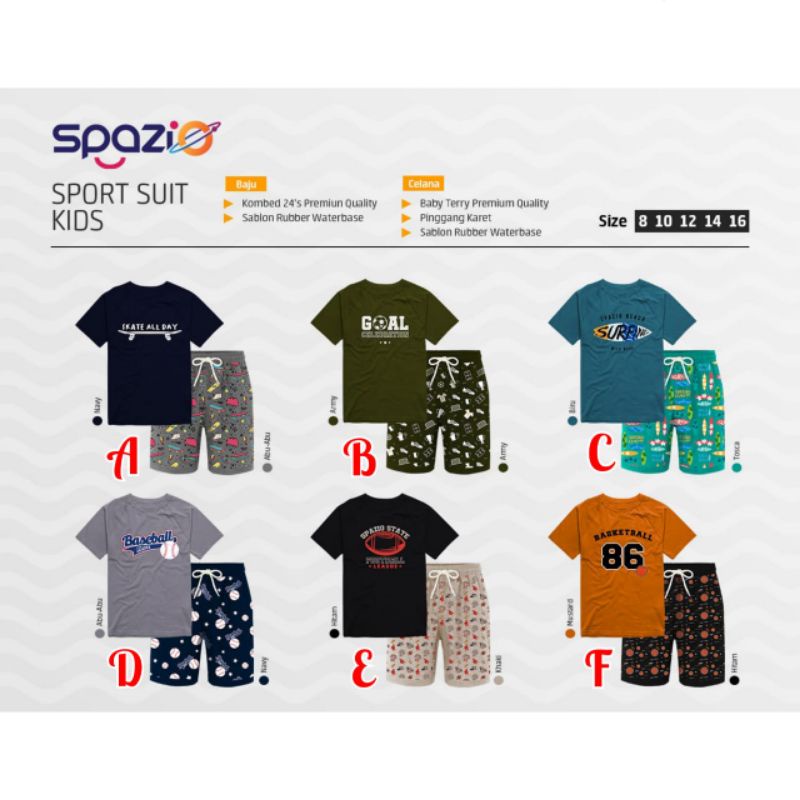 Setelan Anak Sport Suid Kids | Size 8-16 T | By spazio