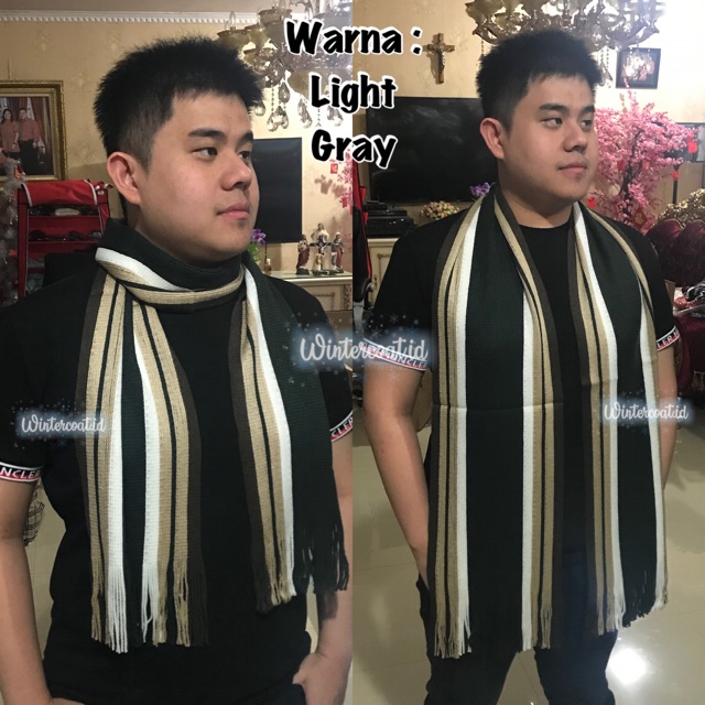 READY INDONESIA Syal Rajut Pria Men scarf winter cowok cashmere syal musim dingin panjang lipat