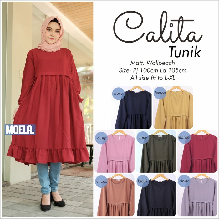CALITA TUNIK / TUNIK POLOS / TUNIK WOLFIS / TUNIK HIJAB / TUNIK DEWASA / CALLITA TUNIK