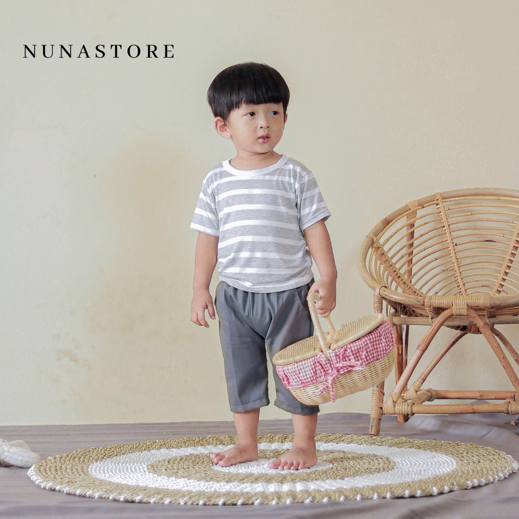 Nuna Store baju anak laki laki / Setelan Baju bayi dan anak cowo/laki-laki usia 0 Bulan - 2 tahun Motif  Salur Twill