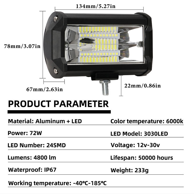 Lampu sorot LED 12/24 Volt 2 baris truk Bus Tronton Canter Fuso Bar Cree 48W lampu sorot Led Bar Off-Road lampu sorot Led