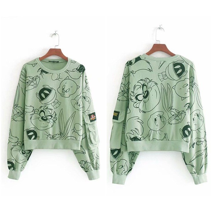 [baju wanita korea]  Looney Tunes Sweater Sweatshirt Wanita Korea Import