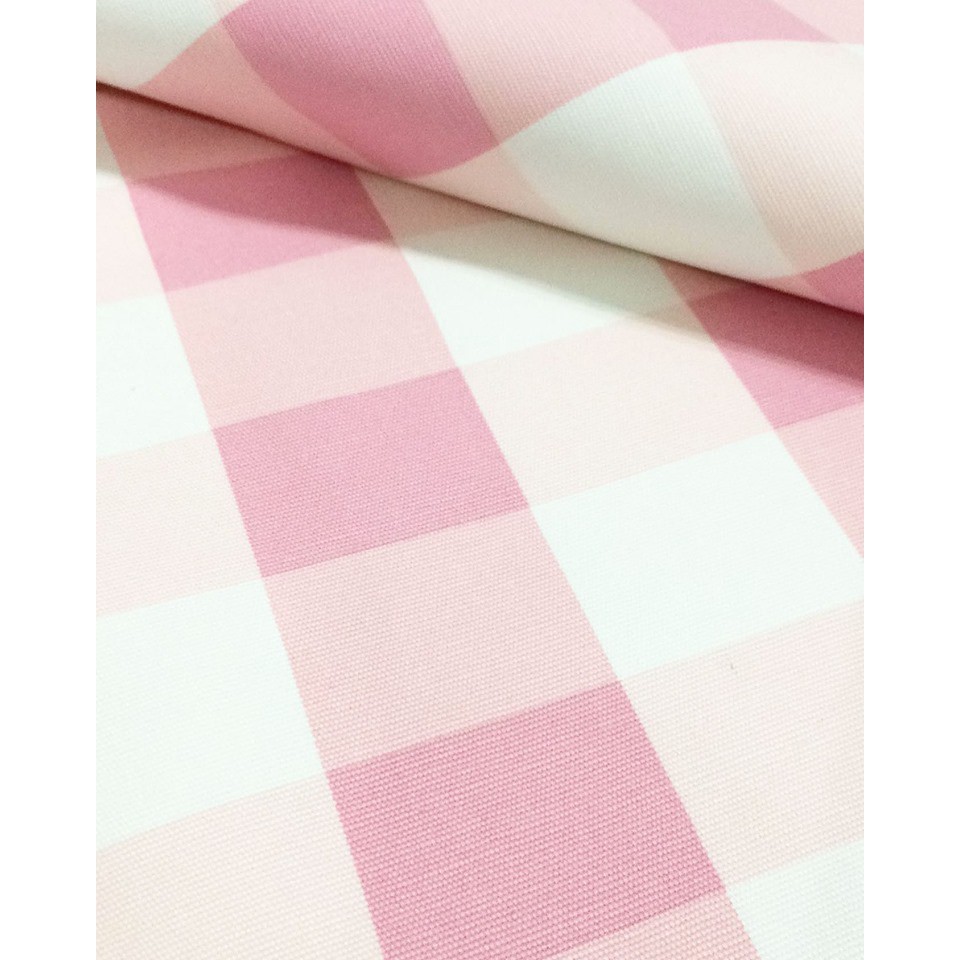 kain bahan kanvas kotak pink raedy stock