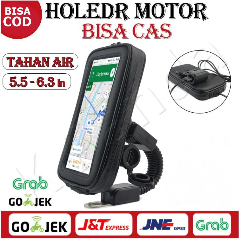 Devano - Phone Holder USB Waterproof / HP Motor di Spion 5.5 - 6.3 inch