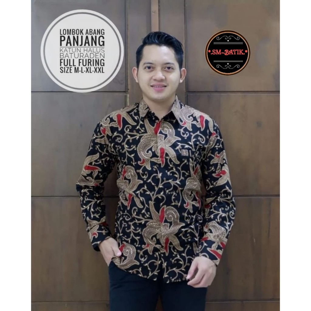 LOMBOK ABANG SM KEMEJA BATIK PRIA SOLO LENGAN PANJANG LAPIS FURING ATASAN BATIK PREMIUM MODERN KATUN HALUS SARCEL CENDRAWASIH ADIDHARMA SEKAR KOKO DADU PRABA KOKO GUNUNG DANURA 2 CAKRABUANA BATIK SOLO AMANAH BATIKSOLOAMANAH WULU ABANG HARDINOTO PHARSA