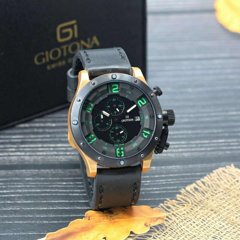 Jam tangan Pria Giotona 6051 Chrono aktif tali kulit original