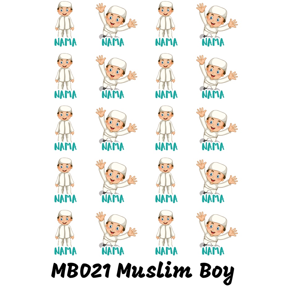 

Sticker Nama Cutting Label Waterproof Tahan Air Muslim Boy 21 (MB021)