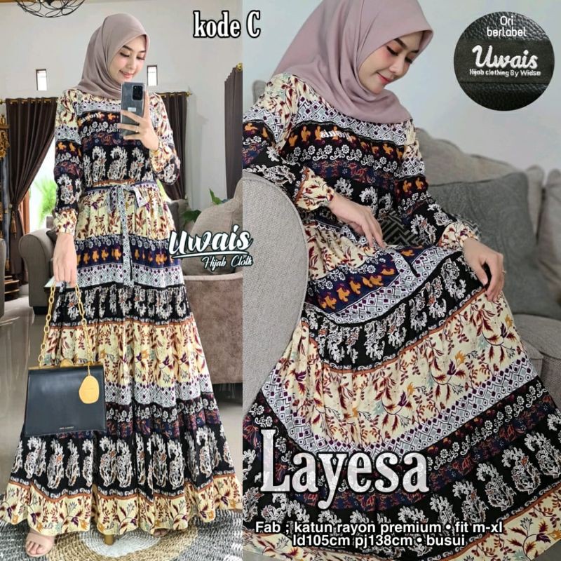 LAYESA MAXY ORI UWAIS HIJAB SOLO GAMIS RAYON BEST SELLER