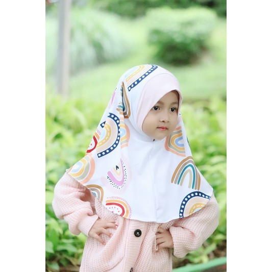 HIJAB INSTANT ANAK MOTIF RAINBOW ESTETIC / HIJAB INSTANT ANAK LUCU / KERUDUNG ANAK KARAKTER / JILBAB ANAK KARAKTER