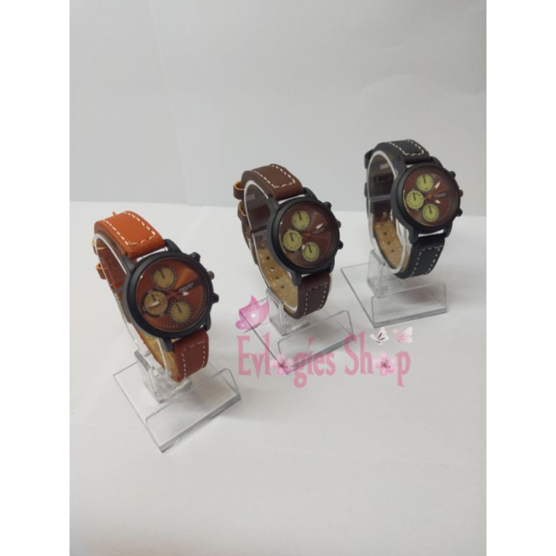 Jam tangan Pria wanita casual tali kulit elegan