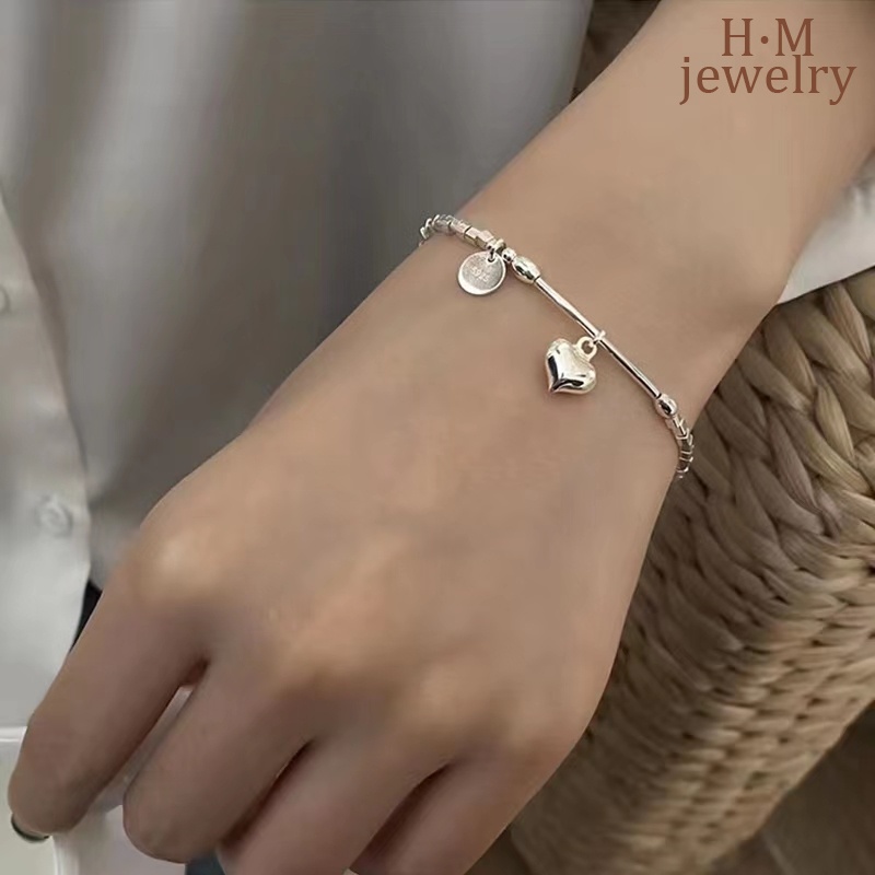 Gelang Tangan Silver Motif Hati Untuk Wanita