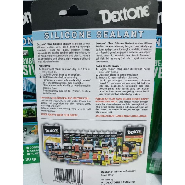 LEM KACA / LEM SEALANT DEXTONE SILICONE RUBBER 30gr ORIGINAL