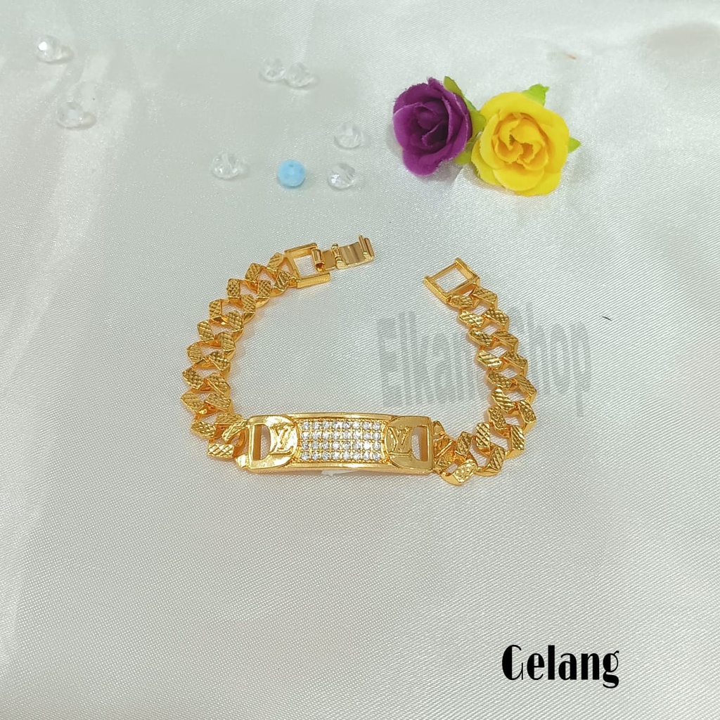 SET GELANG SISIK NAGA PERSEGI JARING KOMBI ZIRCON SIMPLE TERMANIS RANTAI SUPER BERKELAS PERHIASAN ANTI KARAT&amp;ANTI LUNTUR