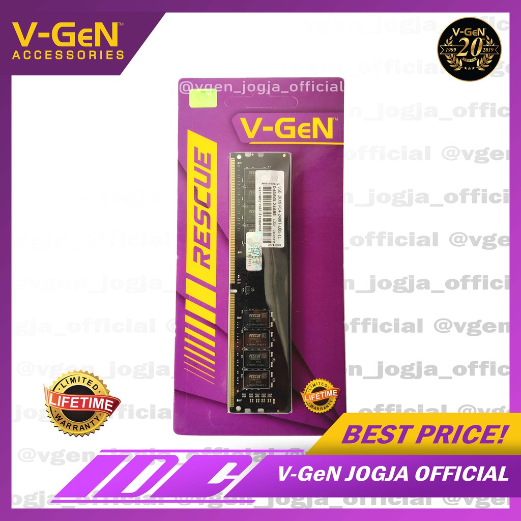 RAM V-GeN RESCUE LONG-DIMM DDR4 PC 19200 4GB - 16 GB GARANSI RESMI