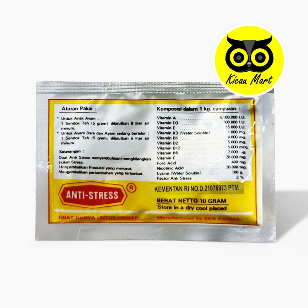 ANTI STRESS Obat Anti-Stress Ayam Jago Anti Stress Ayam Tarung Eka Farma Obat Menghilangkan Stress Obat Vitamin Ayam Jago Bangkok