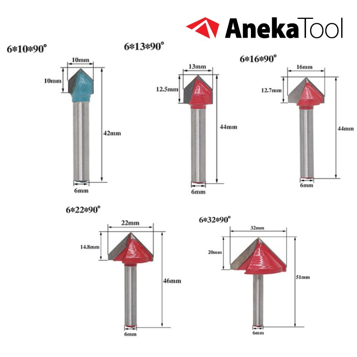 AnekaTool Mata CNC Router Bit - V Groove 3D Bits