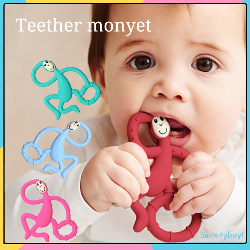 Sweetybayi Teether bayi silikon / gigitan bayi model monyet / molar stick bayi BPA Free