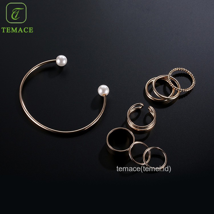 Cincin titanium Set Berlian Imitasi Elegan Korea Wanita 11pc
