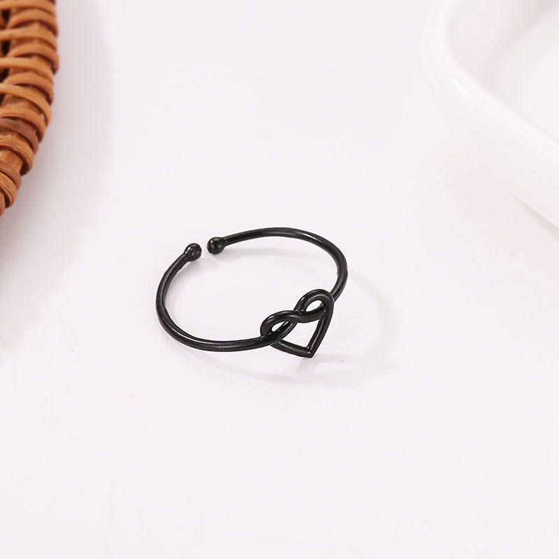 Cincin Model Terbuka Desain Hati hollow Gaya simple Untuk Wanita