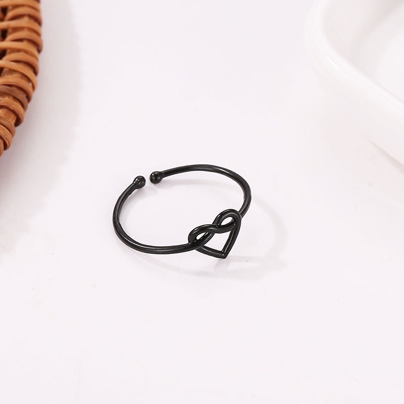 Cincin Model Terbuka Adjustable Desain Hati Hollow Gaya Korea Untuk Pasangan