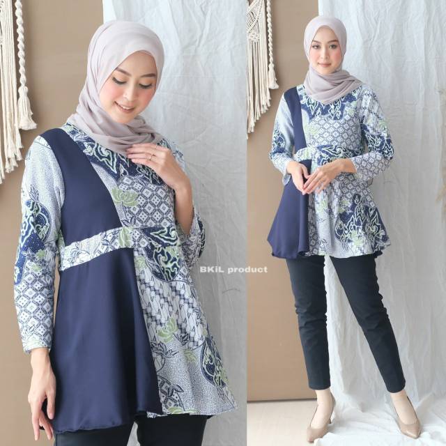 Blus Heyna Atasan Batik Cantik Kerja Kasual Modern