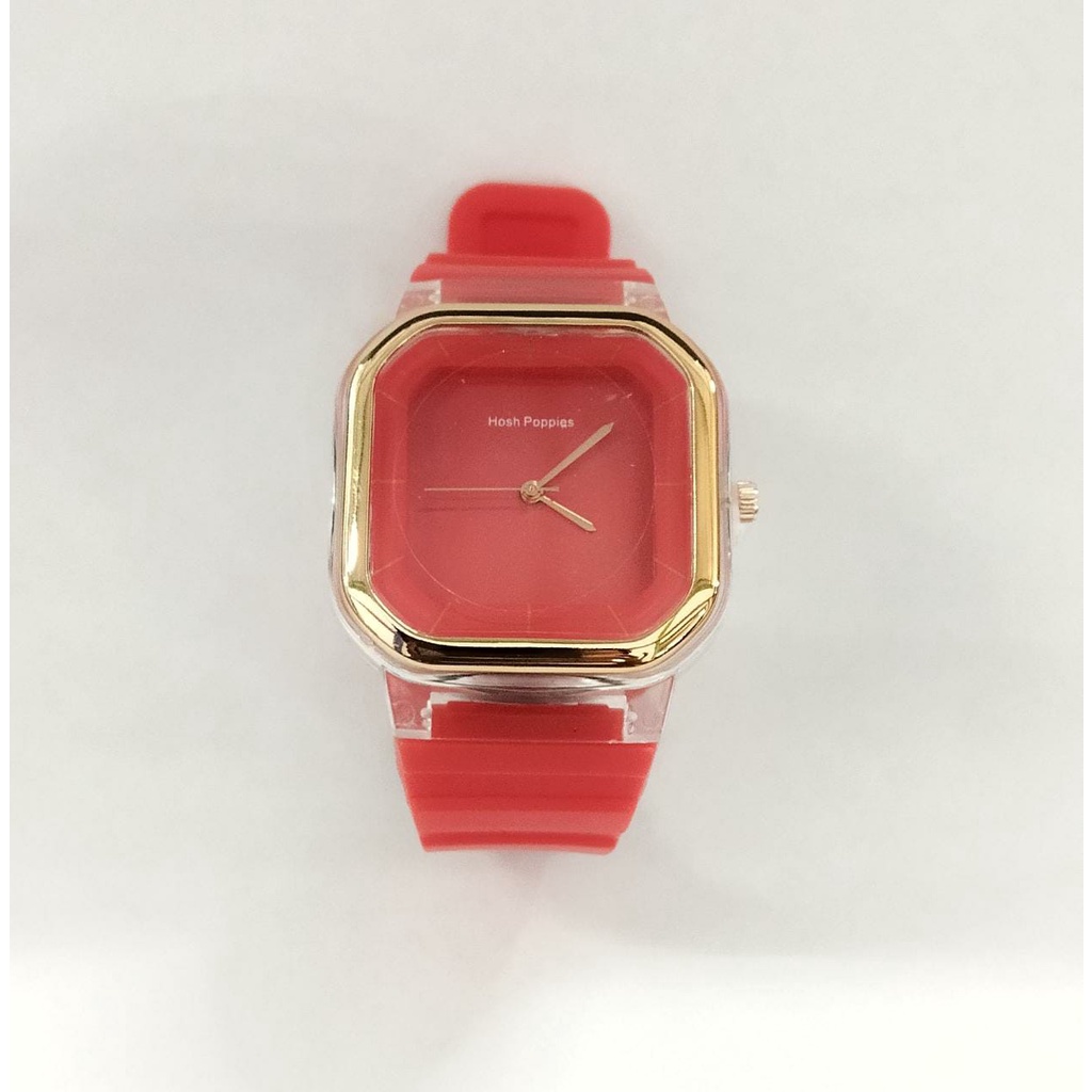 ⭐Bobastore⭐ JT036 jam wanita hosh poppies kotak rubber crono off type hp60-MERAH