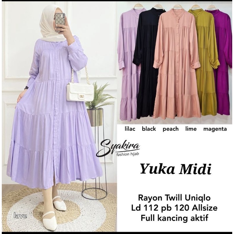 Midi Dress Yuka Bahan Rayon Twill Uniqlo LD 112 PJ 120