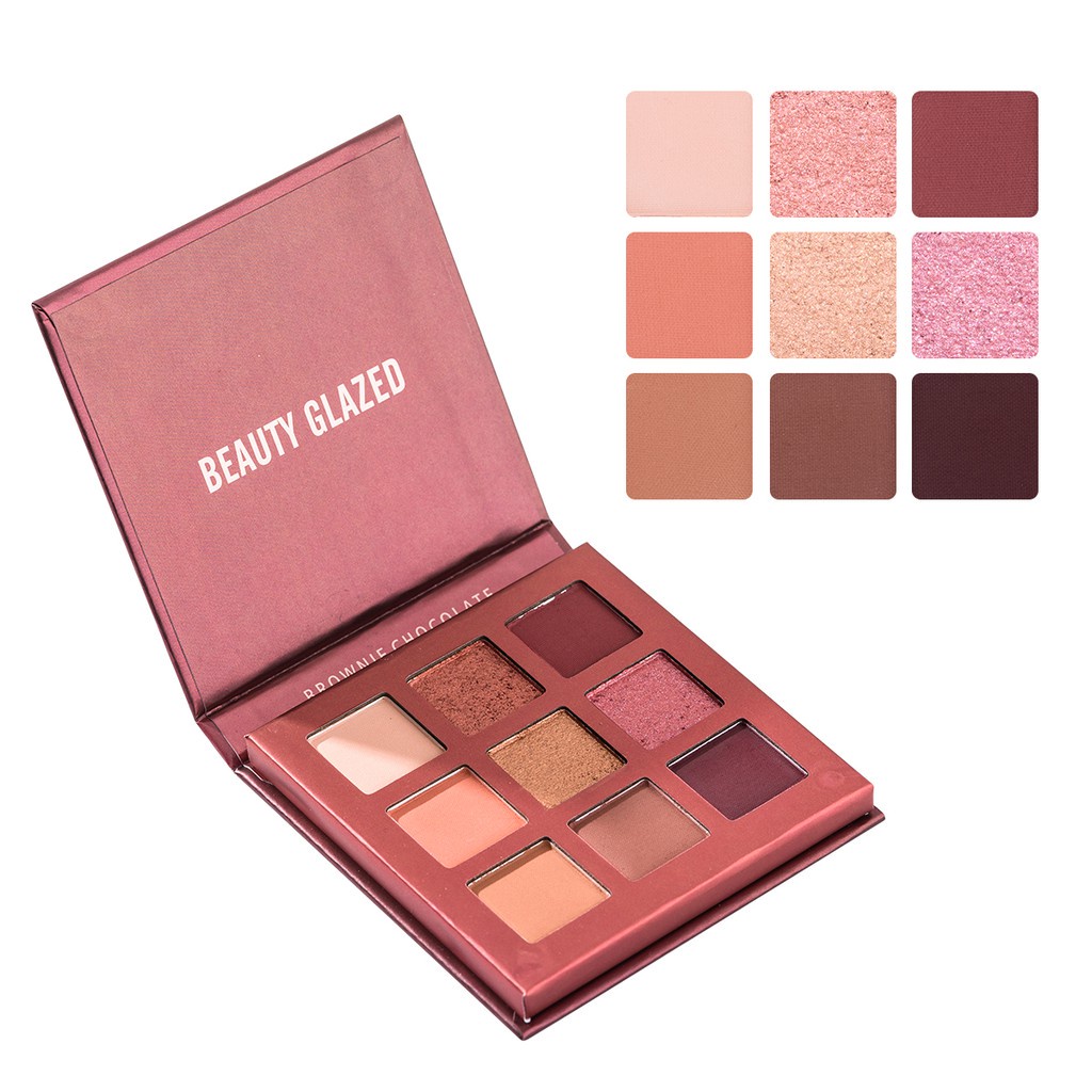 BEAUTY GLAZED 9 Warna Palet Eyeshadow Pigmented Kosmetik Riasan Mata Tahan Air