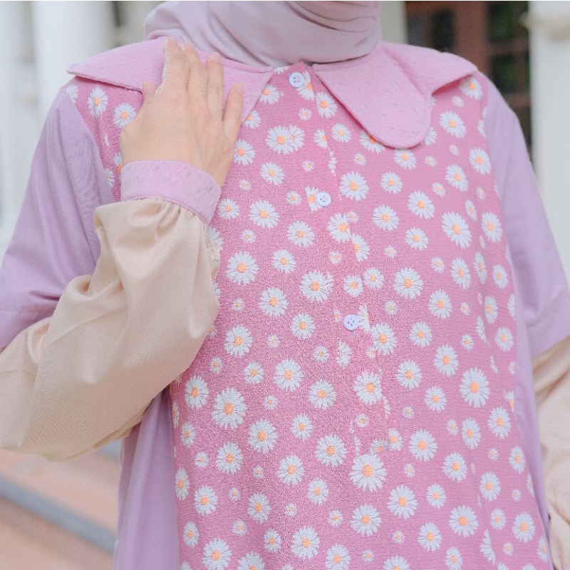 Eleanorre Aiko Abaya Flower Pink Atasan Muslim Wanita