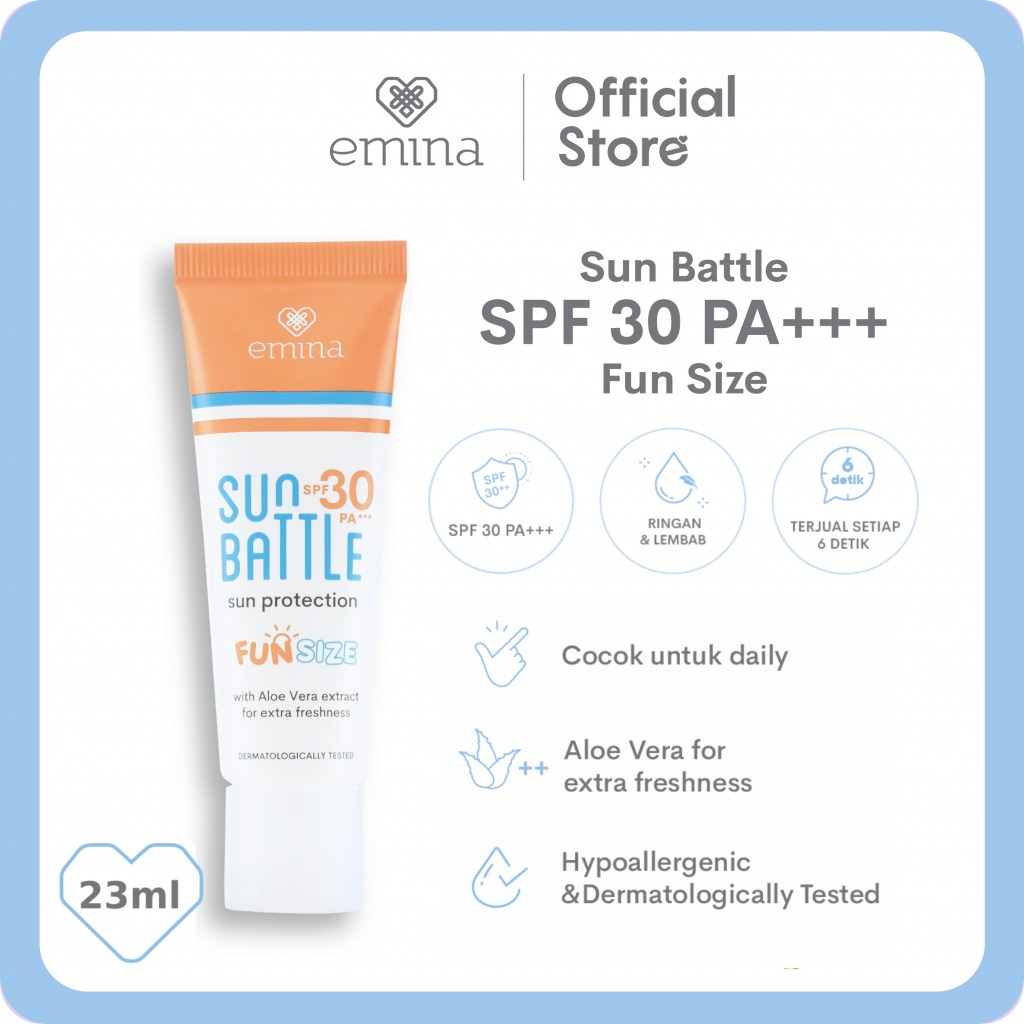 Emina Sun Battle SPF 30 PA+++ - Sunscreen Pelindung dari Sinar Matahari + UV BISA COD
