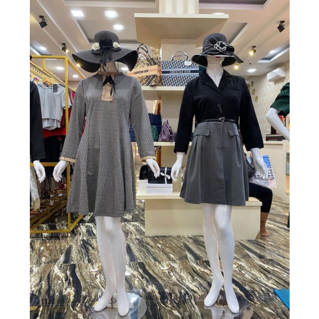 dress Korea  kancing Swarovski