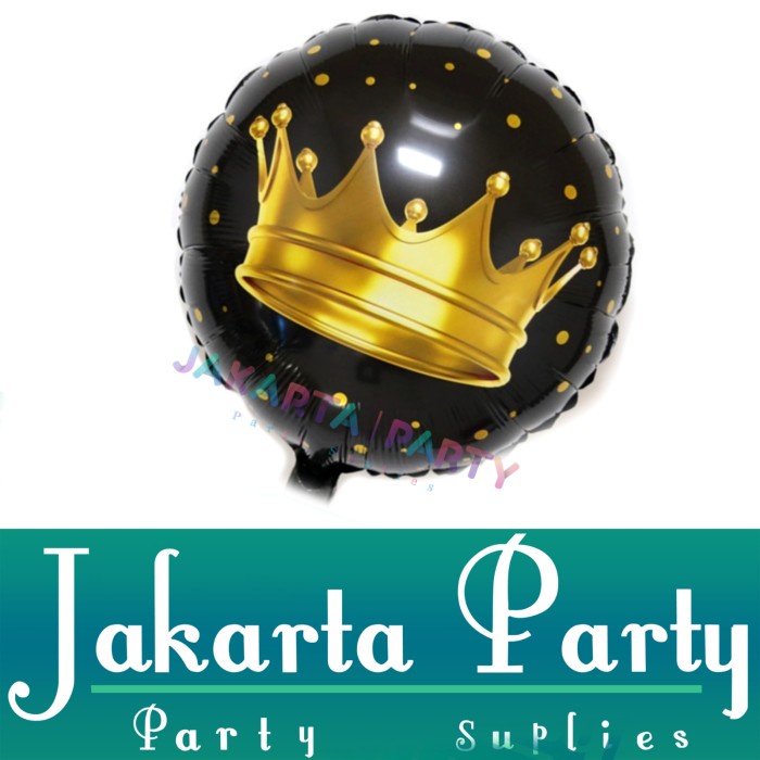 Balon Foil Bulat Motif Crown / Balon Foil Bulat / Balon Foil Bulat