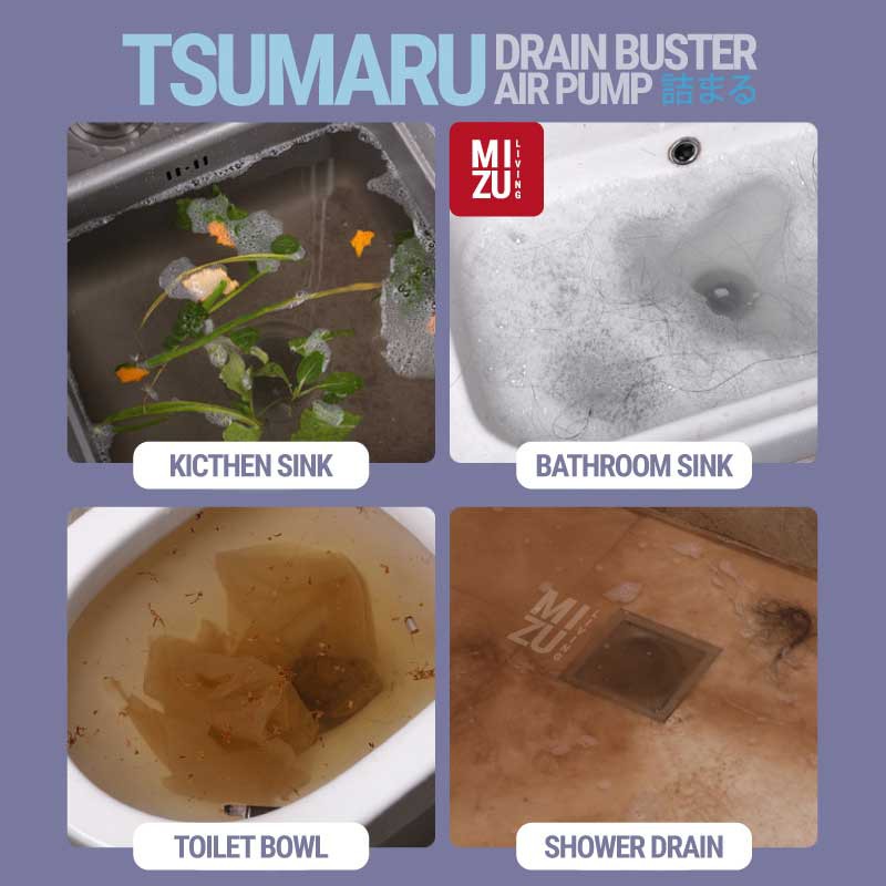 MIZU TSUMARU Drain Buster Air Pump Toilet Plunger Pompa WC Mampet Pembersih Saluran Pipa Tersumbat