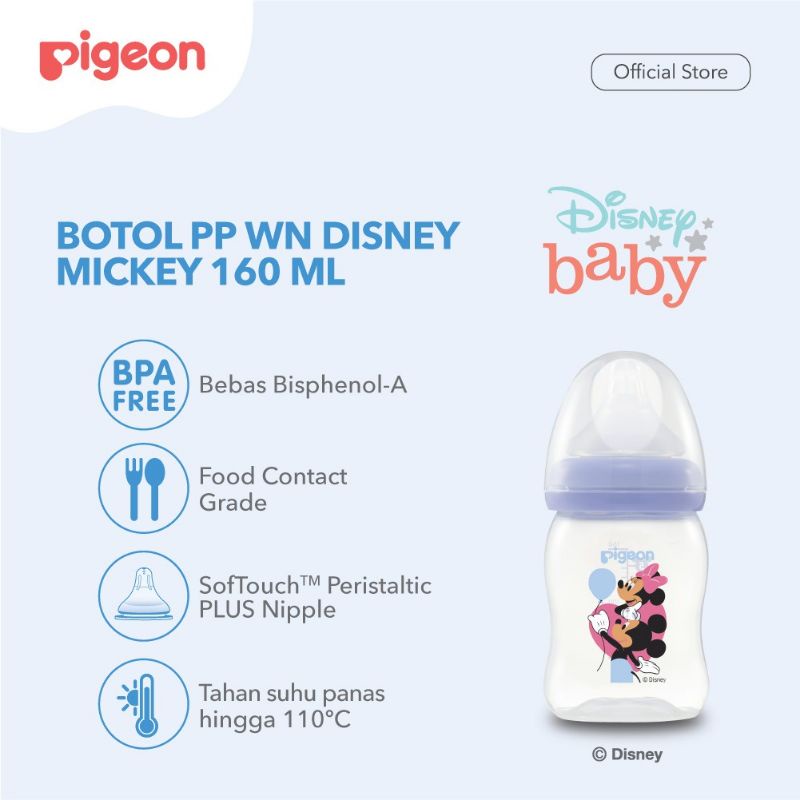 Botol Susu Pigeon Disney Mickey Mouse PP Wideneck 160ml 240ml