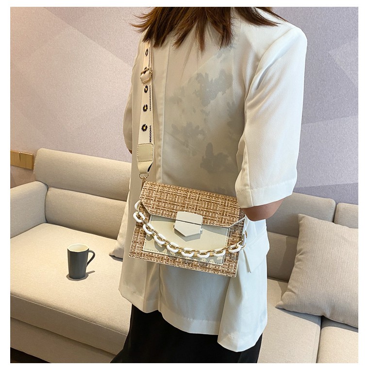 Satu7an T222 Tas Selempang Wanita Fashion Korea Style Tas Wanita Tali Rantai Silver Sling Bag PU