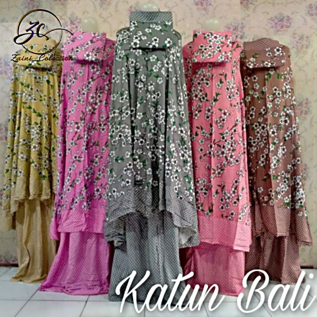 MUKENA DEWASA KATUN BALI REMPEL MOTIF BUNGA PULKADOT BAHAN KATUN ADEM HALUS MURAH SET/ZAINI COLLECTI