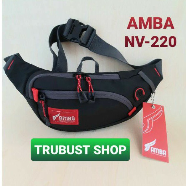 tas slendang waist bag sling bag water proof hitam AMBA NV-220