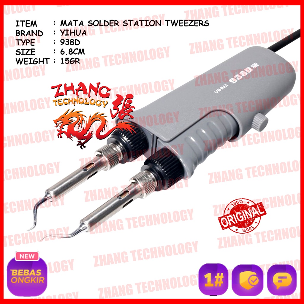 MATA SOLDER STATION TWEZZER YIHUA 938D 938 D 2PCS PORTABLE ORIGINAL