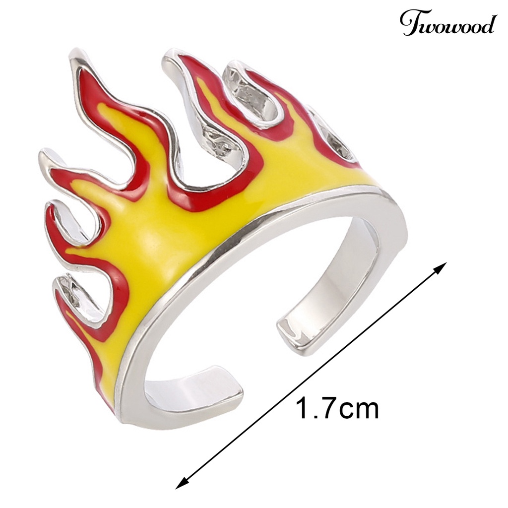 Twowood Opening Rings Vintage Adjustable Alloy Anti-deformed Unisex Stylish Flame Open Finger Rings for Party