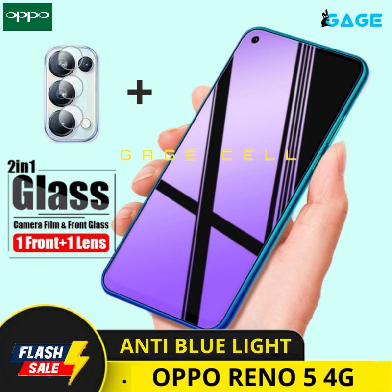 2in1 TEMPERED GLASS ANTI BLUE LIGHT OPPO RENO 5 TG ANTI GORES RADIASI OPPO RENO5 4G SCREEN PROTECTOR