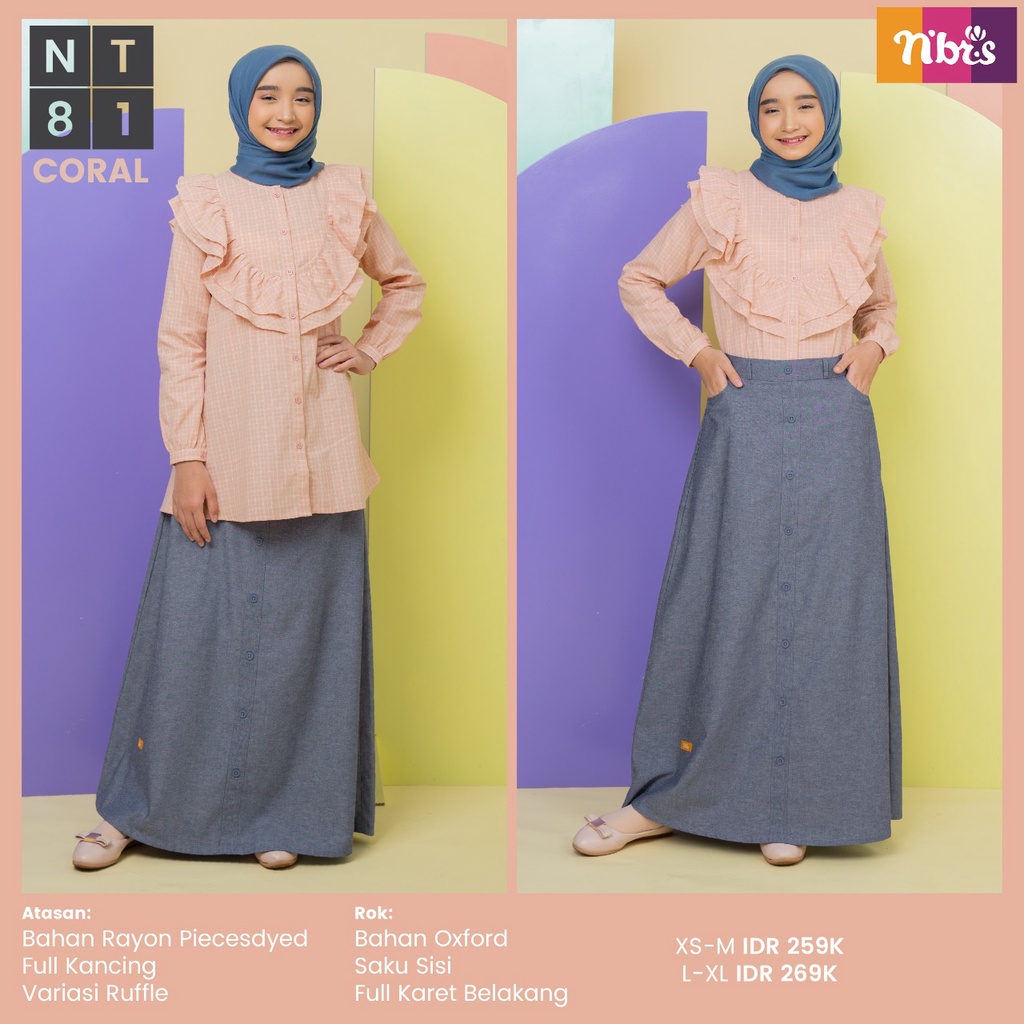 NIBRAS TEEN NT 81 Bahan Rayon Piecesdyed Setelan Remaja Modern Kekinian by Nibras bisa COD