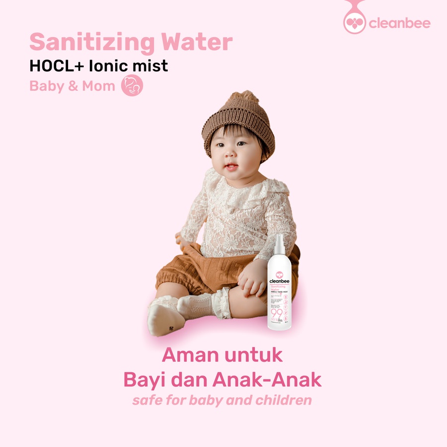 Cleanbee HOCL Sanitizing Water BABY &amp; MOM Food Grade 100ml PINK