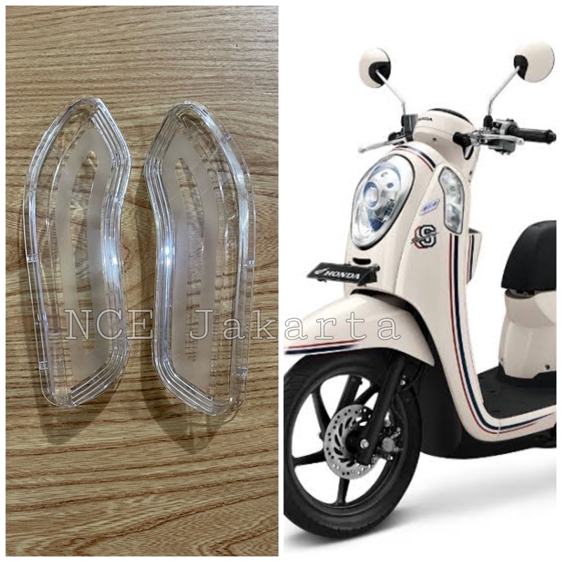 SEPASANG MIKA KACA LAMPU SEIN SEN DEPAN MOTOR SCOOPY FI 2013 2014 2015 2016
