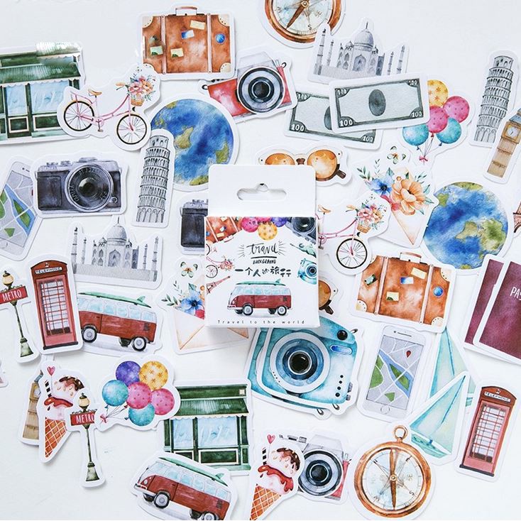 

Stiker Scrapbook Sticker Bujo Lucu Tour Travel (45 pcs)