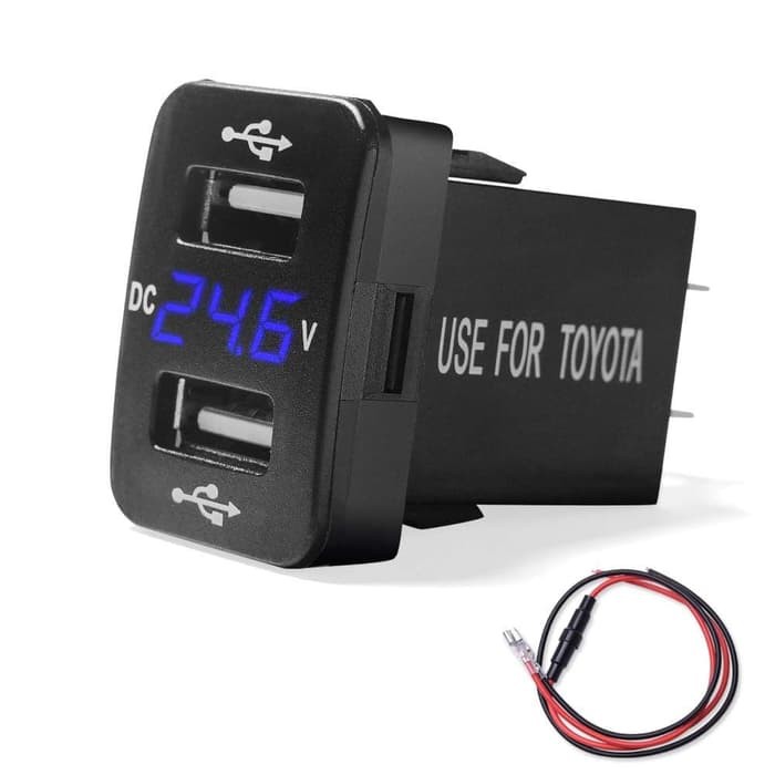 Car Chager Voltmeter USB 2.1A khusus untuk semua socket Mobil TOYOTA