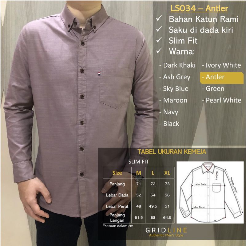 Kemeja Katun Slimfit Pria Lengan Panjang Merk Sport Original Distro Catoon sigerat Rami Import Kemeja polos Kasual Cowok Laki Laki-laki Keren Ukuran M L XL