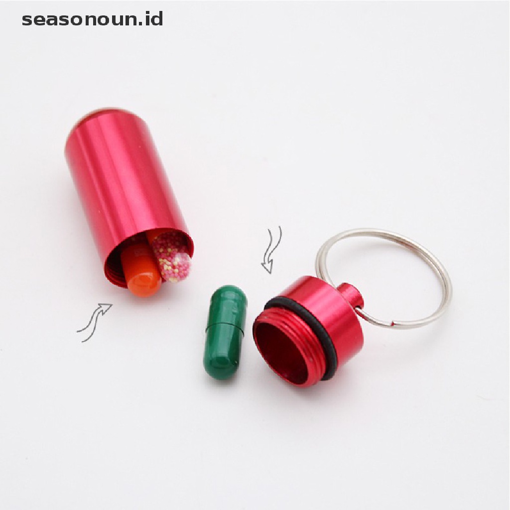 1pc Gantungan Kunci Botol Mini Portable Bahan Aluminum Tahan Air Untuk Pil