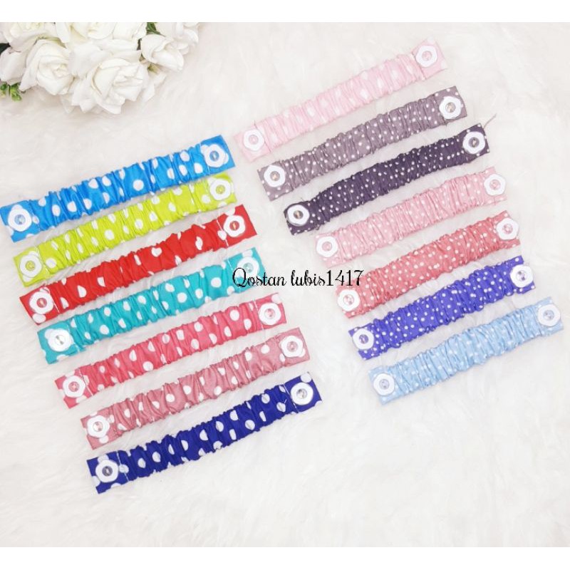 Konector mixed polka bunga polos beli 10 free 2