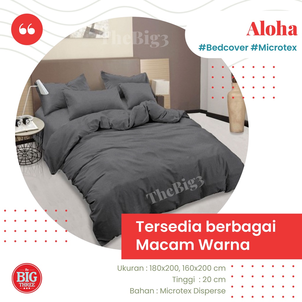 ALOHA Bedcover + Sprei POLOS 180x200 / 160X200 Aqua Silver Pink Blue Orange Dark Pink Dark Green White Coffee Purple Maroon Grey - King Queen 180 160 BC