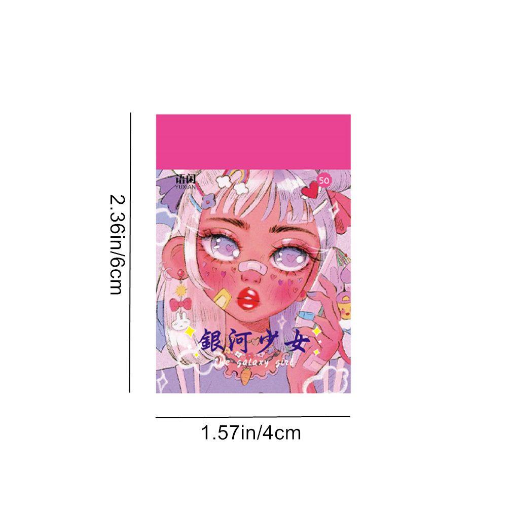R-flower 50pcs Sticker Cute Kawaii Label Jurnal Midnight Romantic Kertas Hias